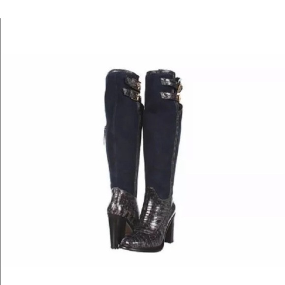 Ugg Collection Aldabella boots Italy Ink Charcoal/Croc embossed - Picture 1 of 7